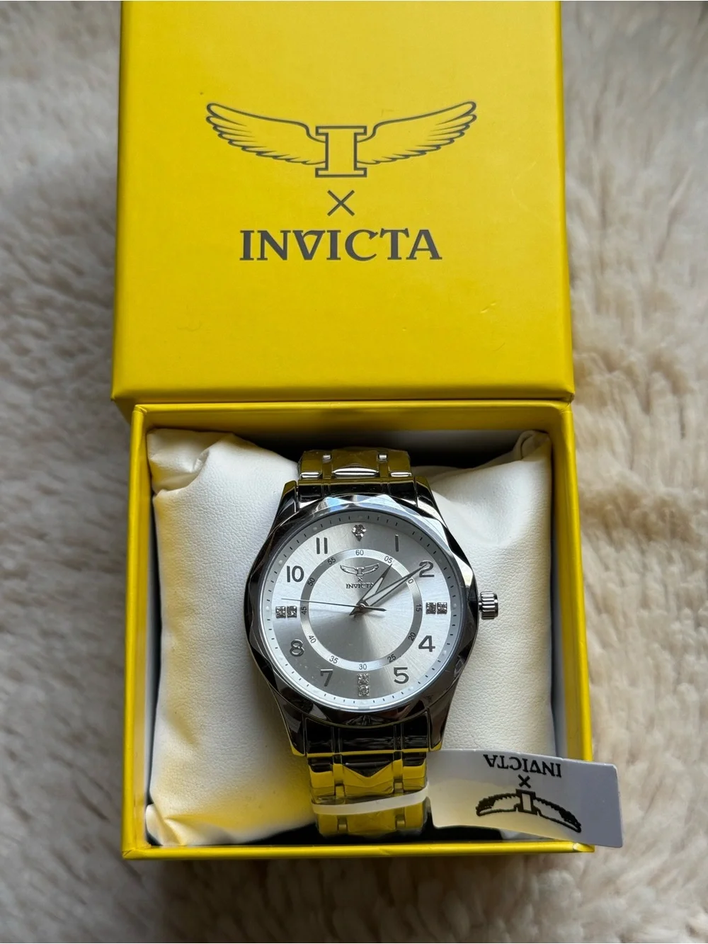 Invicta NIB Silver-Tone Men's Dress Watch with Crystal Accents
